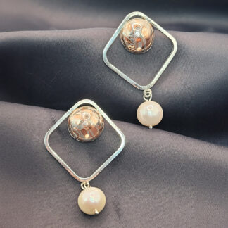 Mokume-gane kõrvarõngad mageveepärliga