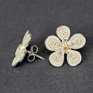 Filigraantehnikas kõrvarõngad oranžide tsirkoonidega